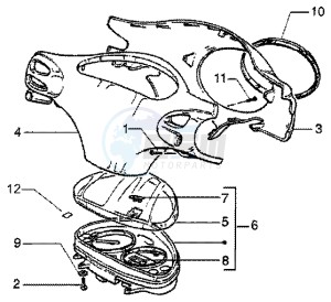 ET2 50 drawing Speedometer Kms. - handlebar covers