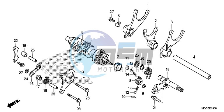 GEARSHIFT DRUM/ GEARSHIFT FORK