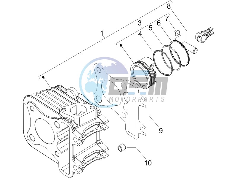 Cylinder-piston-wrist pin unit