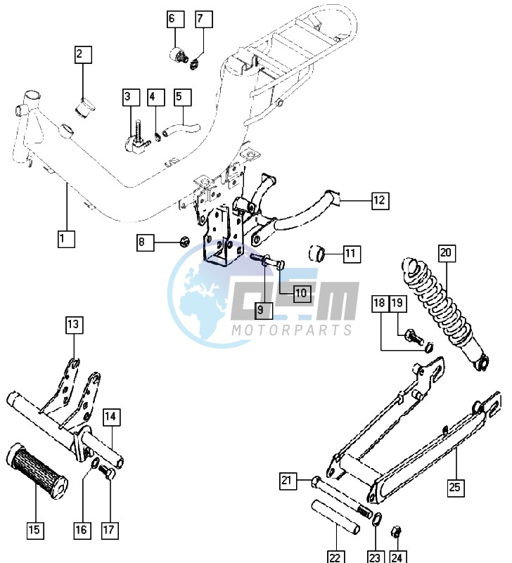 Frame-swinging arm