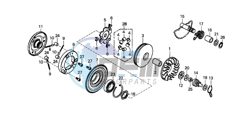 DRIVE FACE/ KICK STARTER SPINDLE