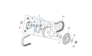 Scarabeo 125-200 ie Light drawing Variator assembly