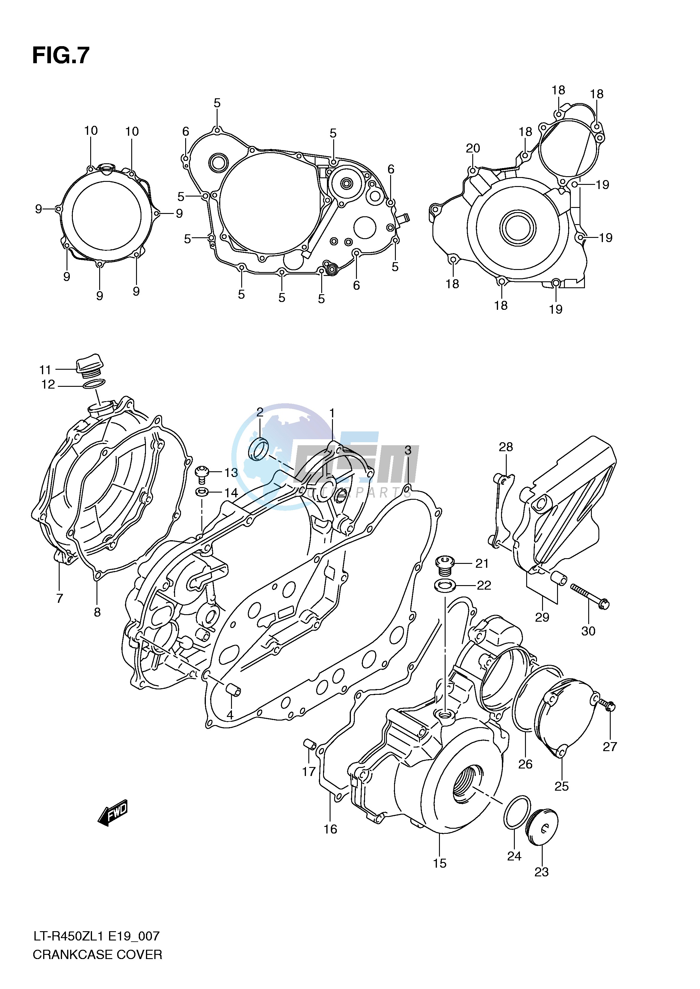 CRANKCASE COVER (LT-R450L1 E19)