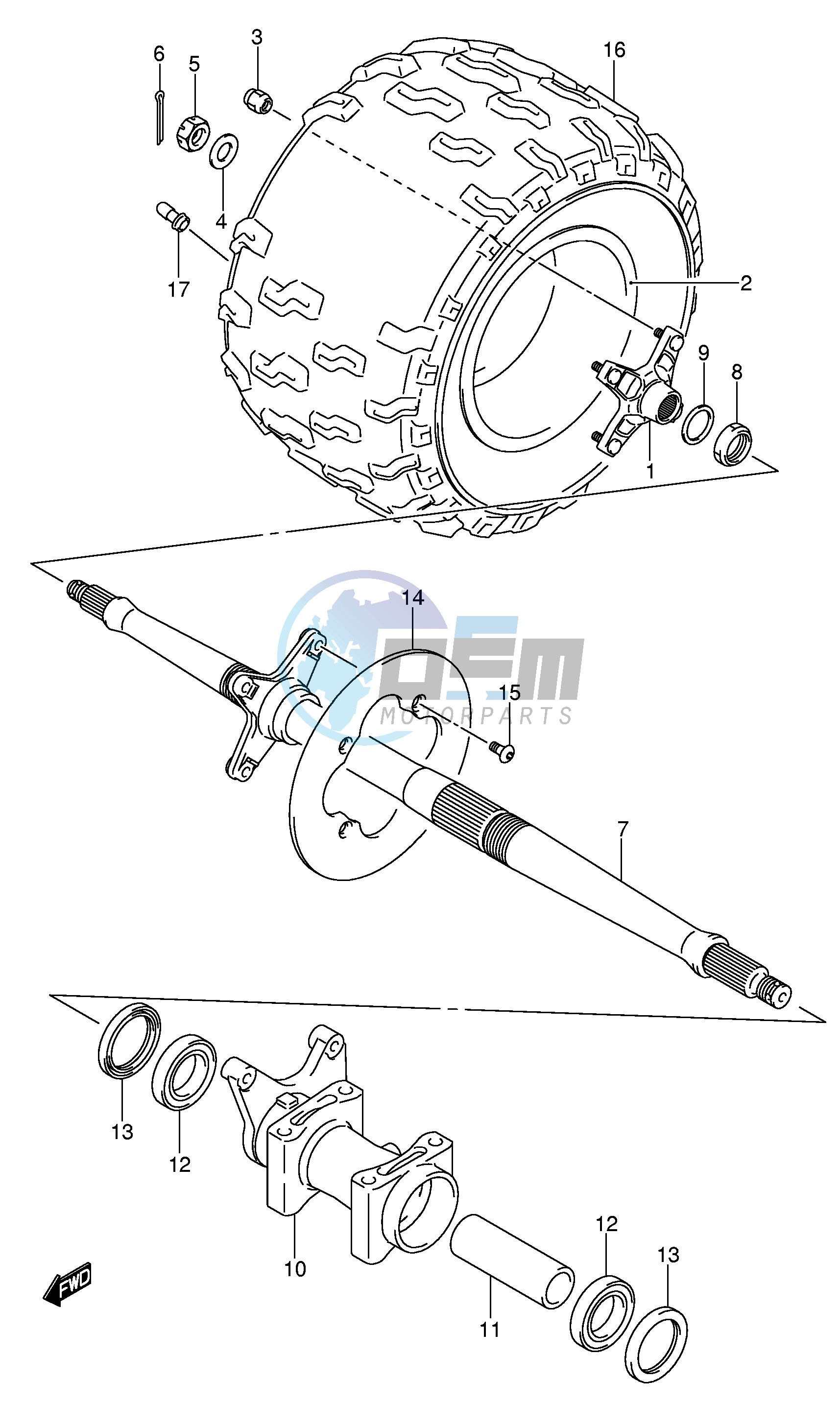 RIGHT REAR WHEEL (MODEL K5 K6 K7)