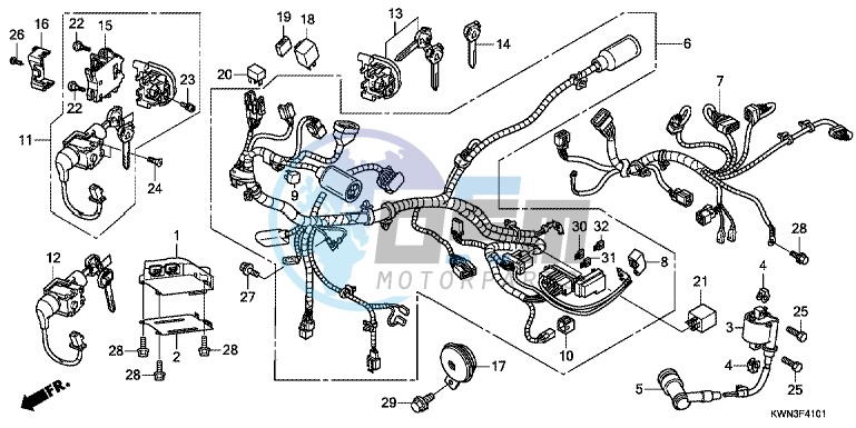 WIRE HARNESS (WW125EX2C/EX2D/EX2E/D)