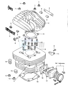 KDX 420 B [KDX420] (B1) [KDX420] drawing CYLINDER HEAD_CYLINDER_REED VALVE