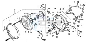 CB600F CB600F drawing HEADLIGHT (1)