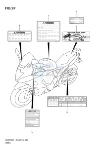 GSX650F (E3-E28) Katana drawing LABEL (GSX650FAL1 E33)