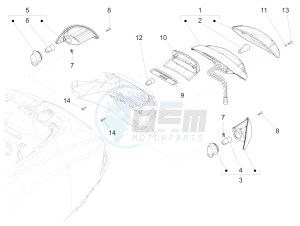 LXV 150 (NAFTA) drawing Rear headlamps - Turn signal lamps