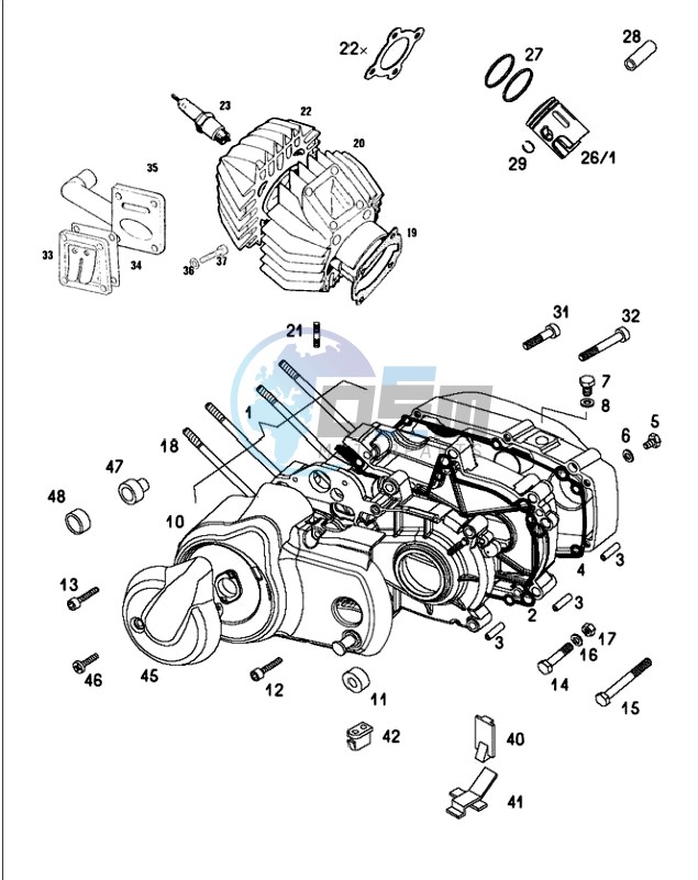 Crankcase-cylinder-piston