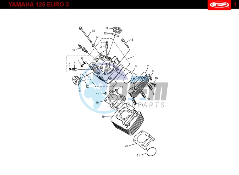 CYLINDER HEAD - CYLINDER  Yamaha 125 EURO-3