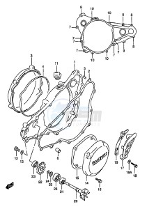 RM250 (T-V-W-X-Y) drawing CRANKCASE COVER- WATER PUMP