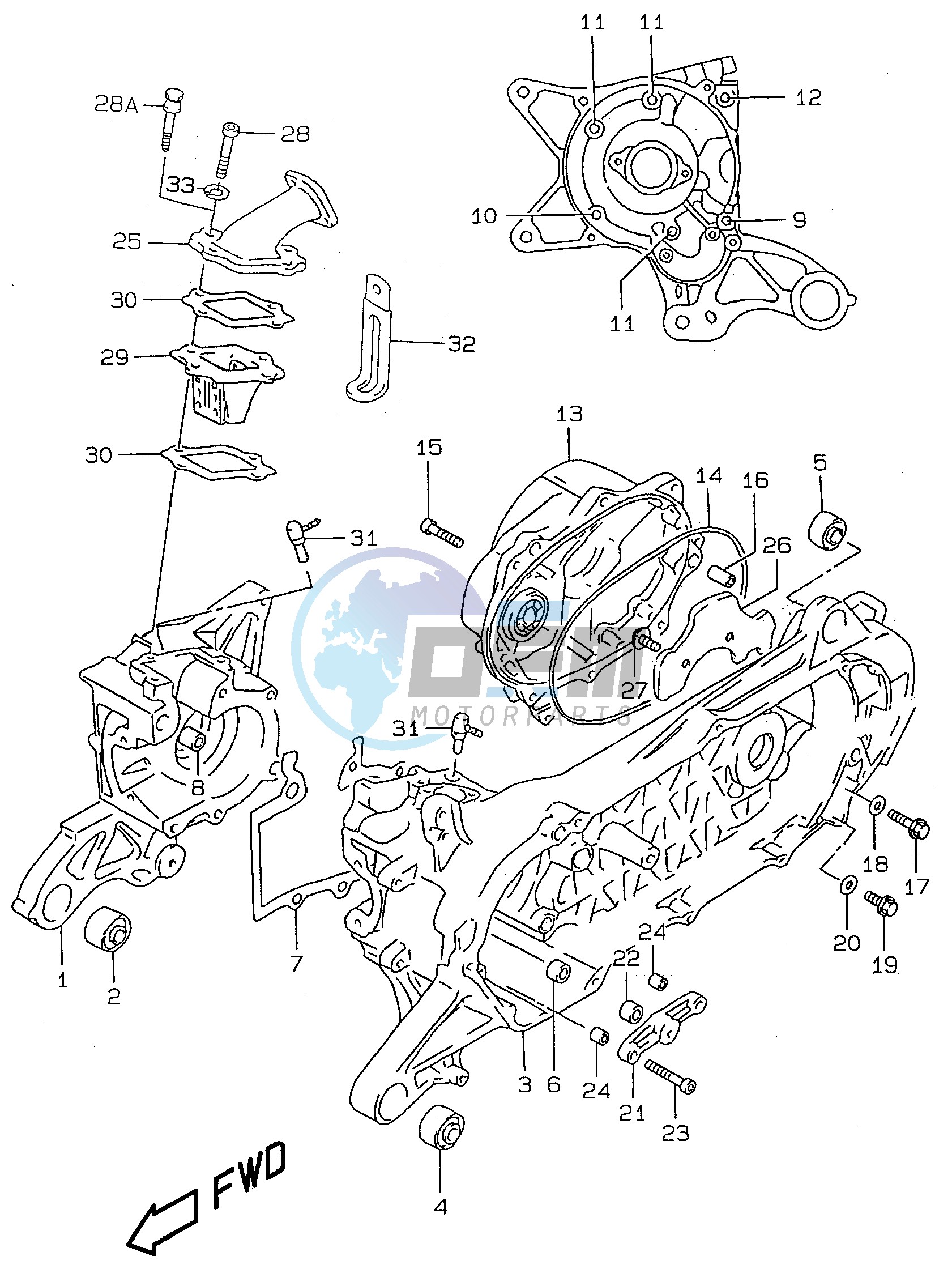 CRANKCASE (model AY50 V W X Y)