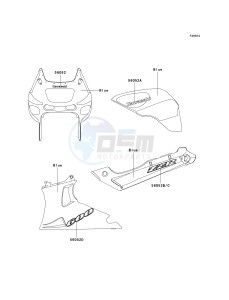 ZX 600E [ZX-6 NINJA ZZR 600] (E10-E13 E13 CAN ONLY) ZZR 600 drawing DECALS-- BLUE- --- E11- --- CN- -