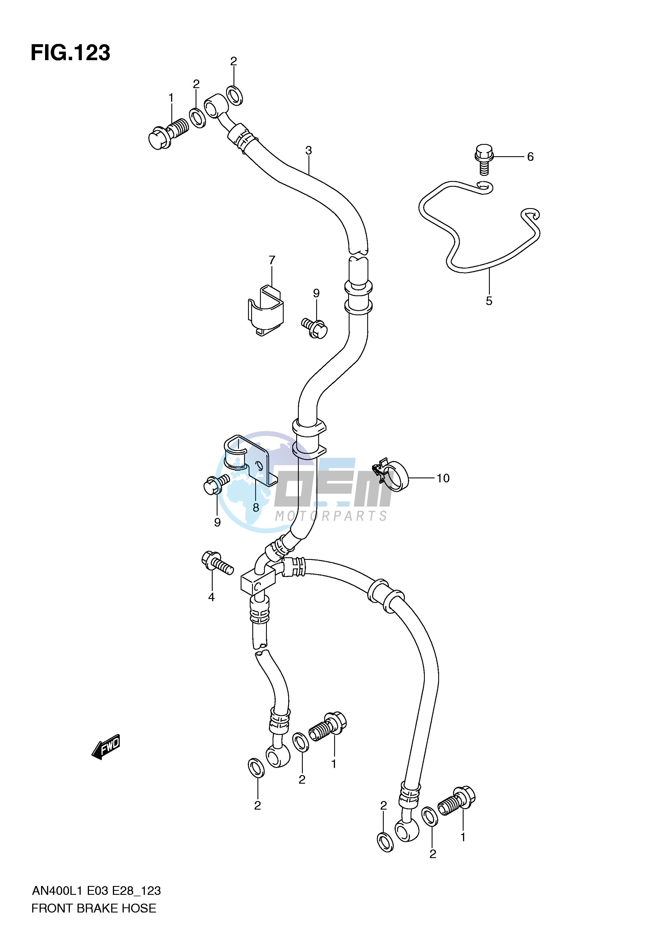 FRONT BRAKE HOSE (AN400L1 E33)