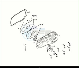 JET4 RX 125 (XE12W4-EU) (E5) (M1) drawing L. CRANK CASE COVER