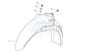 Scarabeo 50 2t e2 (eng. piaggio) drawing Front body VI - Front mudguard