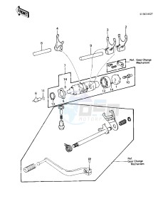 KLT 200 A [KLT200] (A4-A4A DUCKSTER) [KLT200] drawing GEAR CHANGE DRUM & FORKS -- 83 KLT200-A4_A4A- -