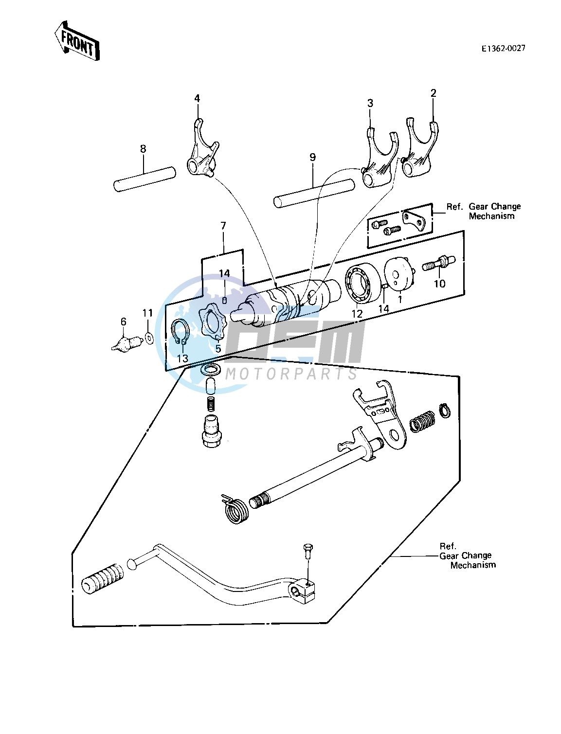 GEAR CHANGE DRUM & FORKS -- 83 KLT200-A4_A4A- -