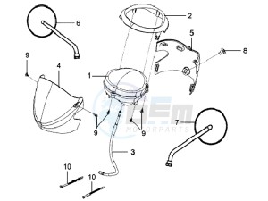 MIO 100 E3 drawing HEAD LIGHT COVER / DASHBOARD / MIRRORS