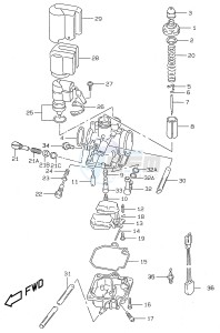 AY50 (V-W-X-Y) katana drawing CARBURETOR (model AY50W WR V W X Y)