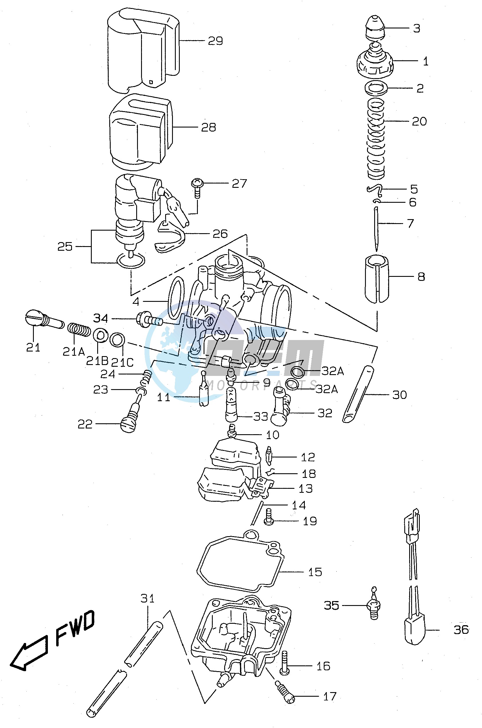 CARBURETOR (model AY50W WR V W X Y)