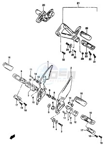 GSF1200A (E18) drawing FOOTREST (MODEL V W X)