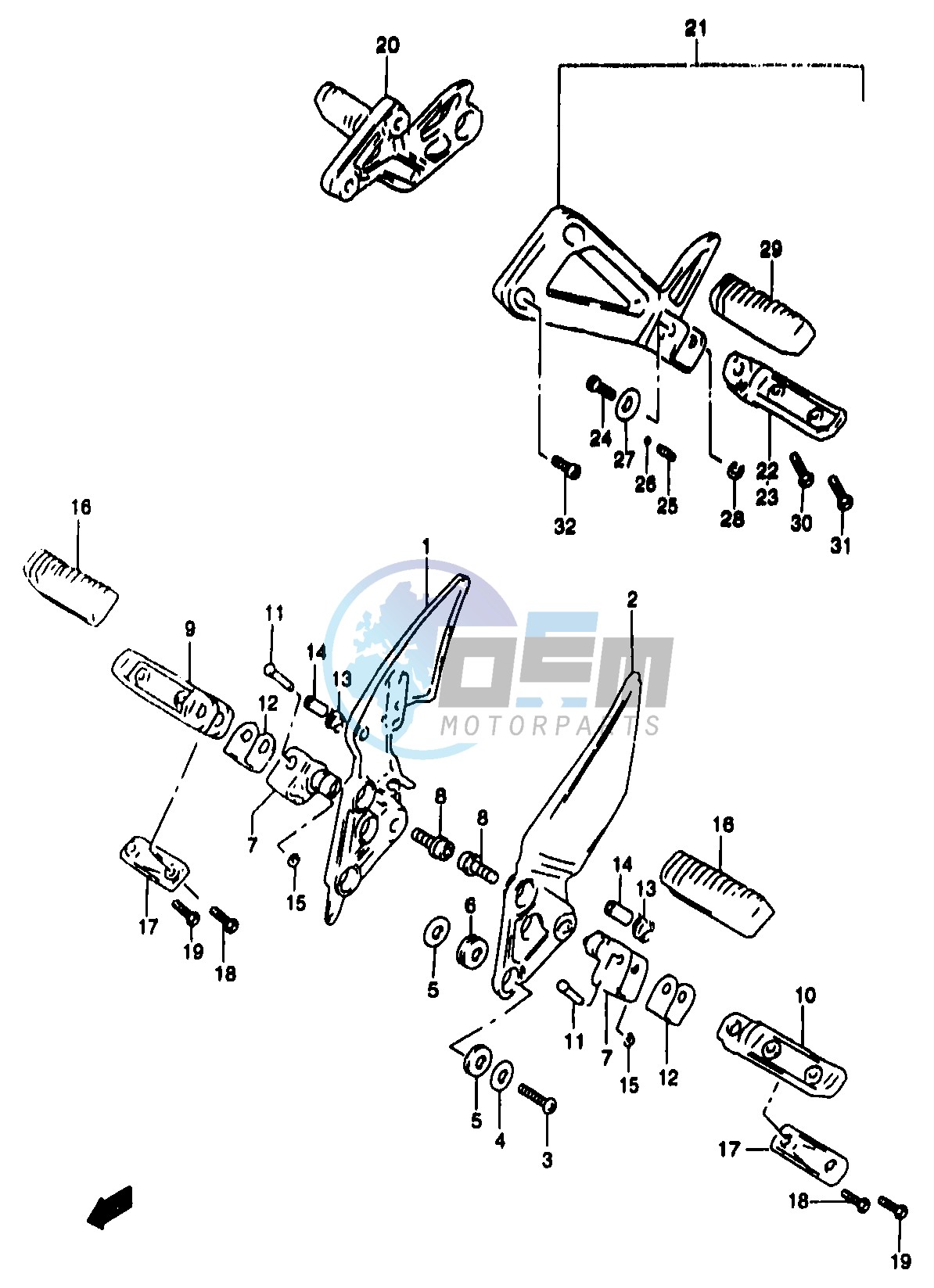 FOOTREST (MODEL V W X)