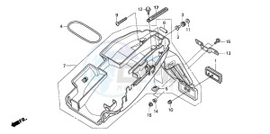 CB600F2 HORNET S drawing REAR FENDER (CB600F3/4/5/ 6)