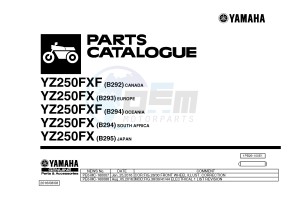 YZ250FX (B292 B293 B294 B294 B295) drawing .1-Front-Page