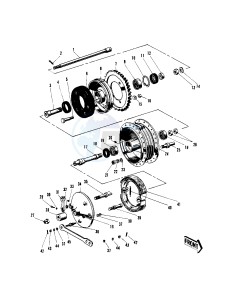 W1 W2 TT SS [COMMANDER) (TT-SS ) 650 [COMMANDER) drawing REAR HUB_BRAKE -- EARLY PRODUCTION- -