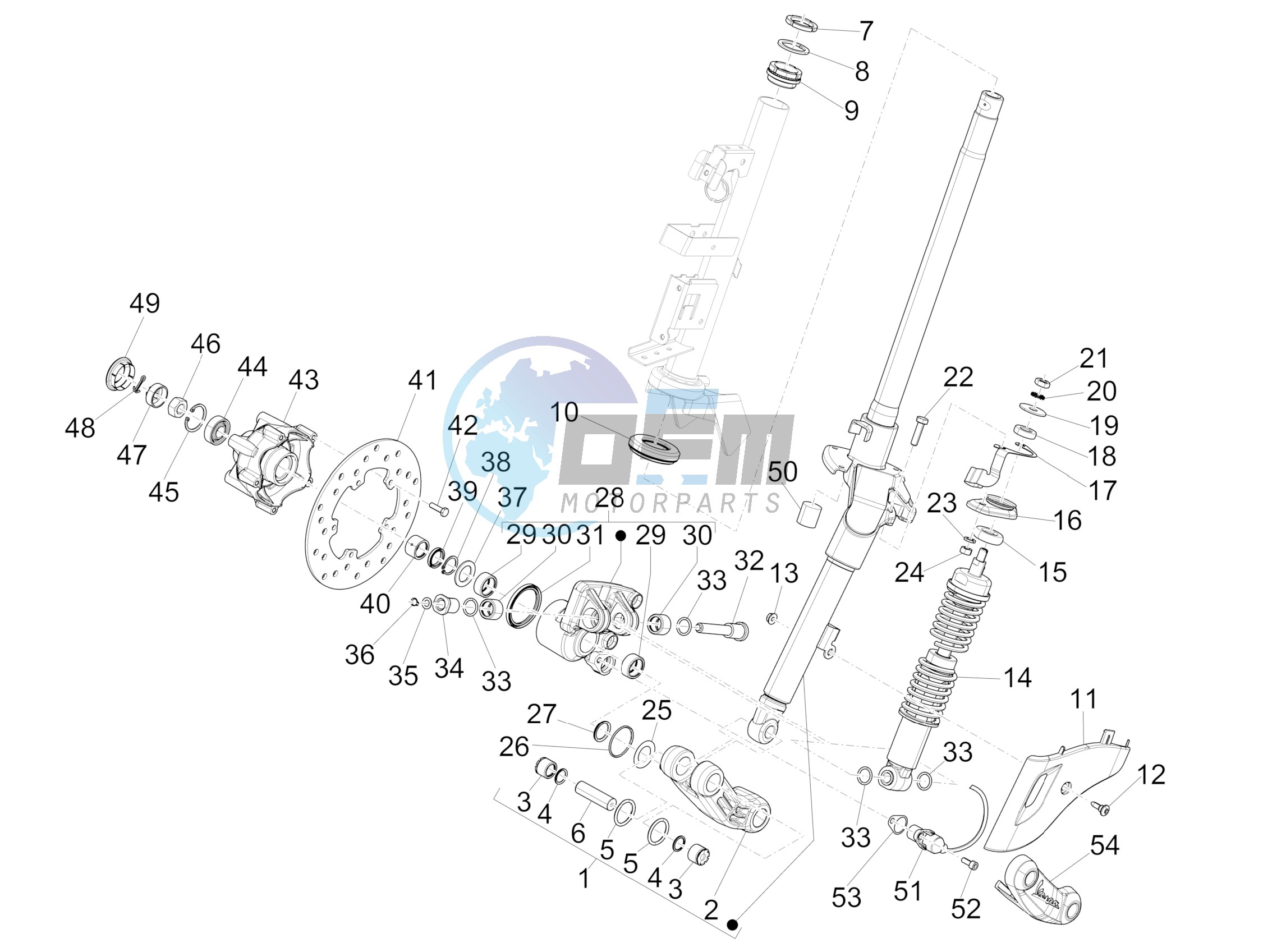 Fork/steering tube - Steering bearing unit