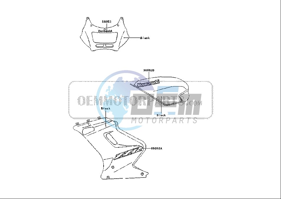 DECALS EX250-H14 BLACK