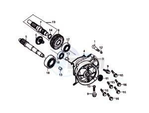 ORBIT 50 25KMH drawing CRANKCASE - DRIVE SHAFT - CRANKCASE