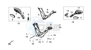 GTS 125I ABS drawing HANDLEBAR COVER - MIRRORS