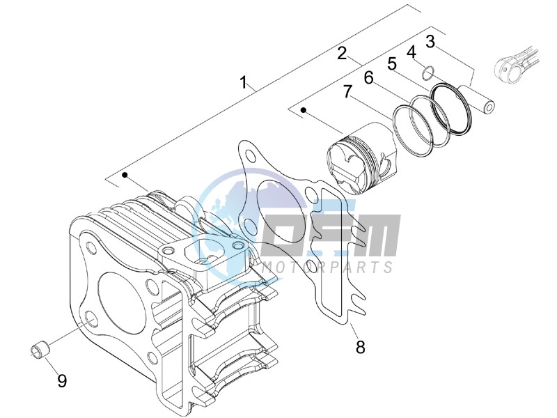 Cylinder-piston-wrist pin unit