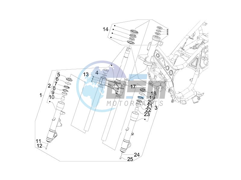 Fork steering tube - Steering bearing unit