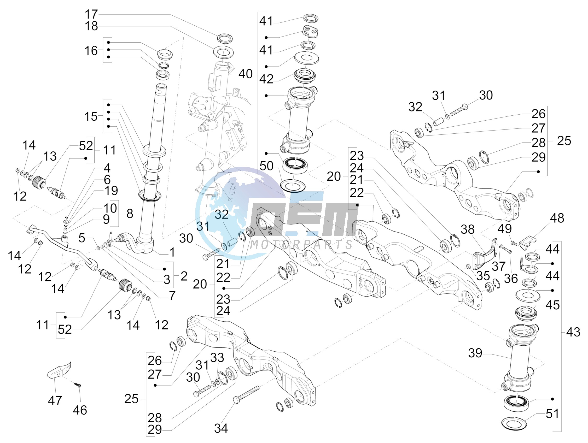 Fork/steering tube - Steering bearing unit