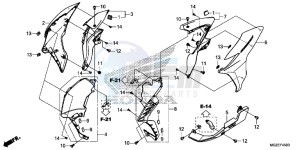 CB500FD CB500F UK - (E) drawing MIDDLE COWL