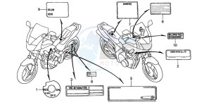 CB600F2 HORNET drawing CAUTION LABEL (2)