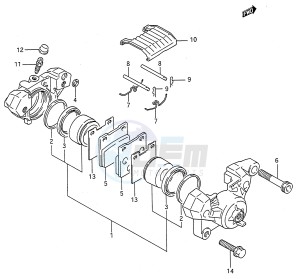 GSX600F (E28) Katana drawing REAR CALIPER (MODEL K L M N)