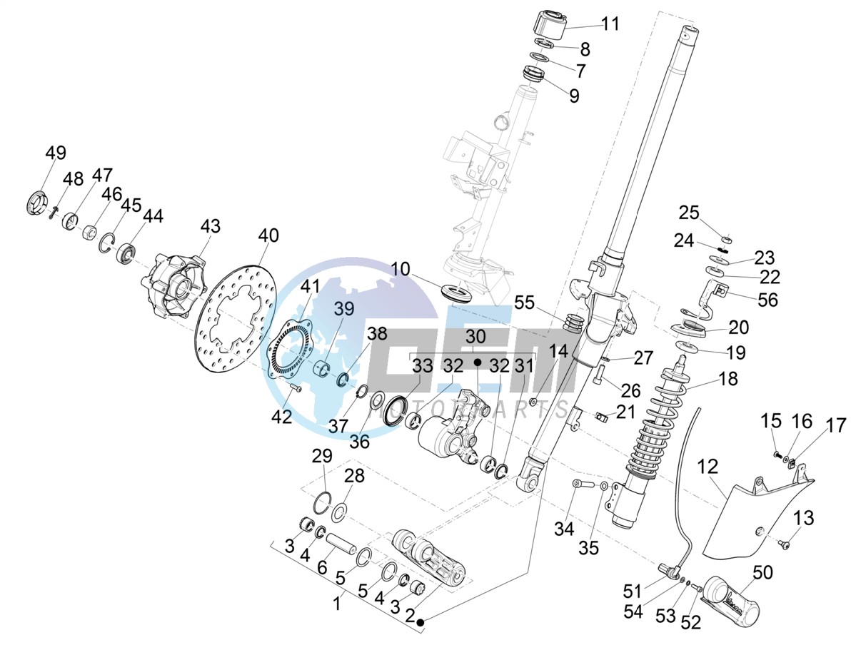 Fork/steering tube - Steering bearing unit