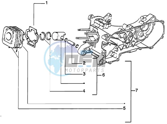 Cylinder-piston-wrist pin assy