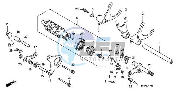 GEARSHIFT DRUM/GEARSHIFT FORK