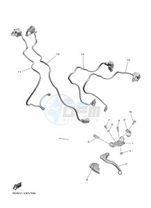 YZ450F (B2WA) drawing HANDLE SWITCH & LEVER