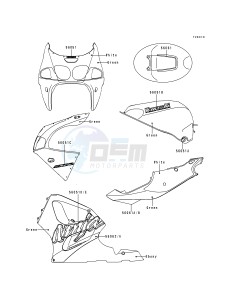 ZX 750 P [NINJA ZX-7R] (P1-P4) [NINJA ZX-7R] drawing DECALS-- GREEN- --- ZX750-P4- -