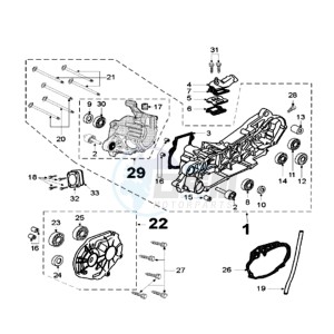 FIGHT LRUL drawing CRANKCASE WITH LONG MOUNT RUBBERS