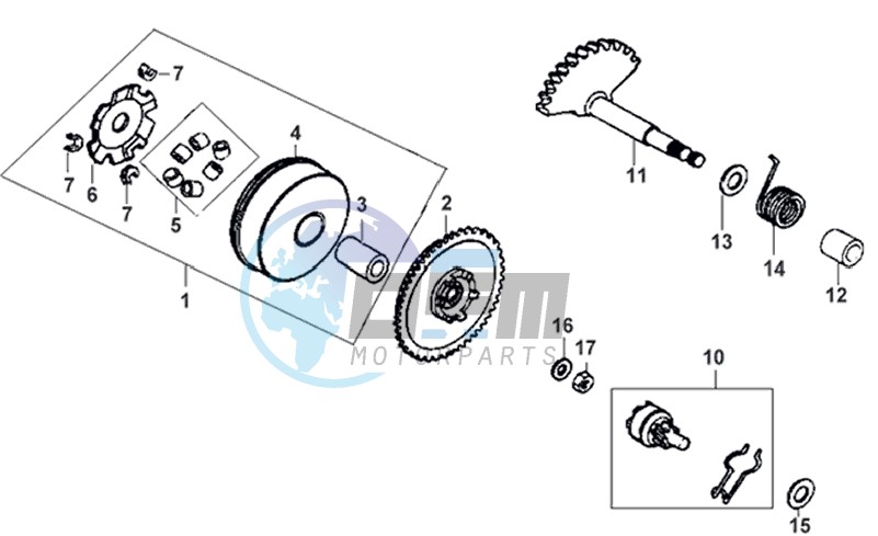 DRIVE PULLEY - GEARED SHAFT