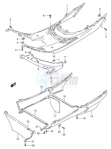 AE50 (E28) drawing REAR LEG SHIELD (AE50RP RR RS RT RV)