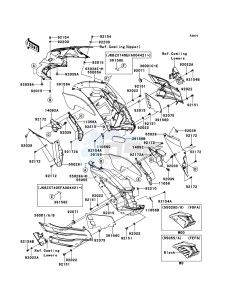 ZZR1400_ABS ZX1400FEF FR GB XX (EU ME A(FRICA) drawing Cowling(Center)